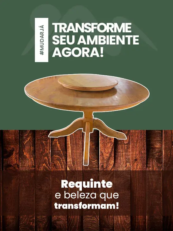Banner mobile destacando móveis rústicos em madeira de demolição, perfeitos para ambientes residenciais e comerciais.