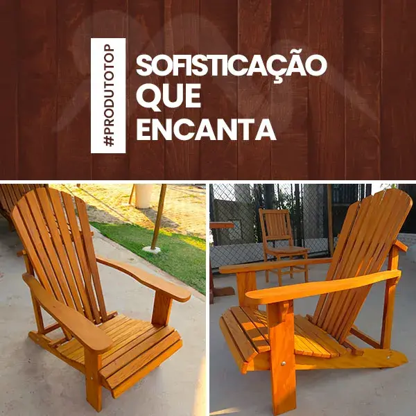 Cadeira Pavão em madeira de demolição, com design rústico e encosto anatômico, ideal para áreas internas e externas.