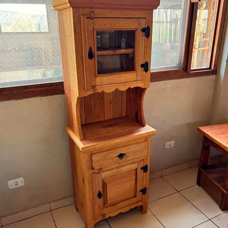 Mini armário de cozinha em madeira mista, porta com vidro